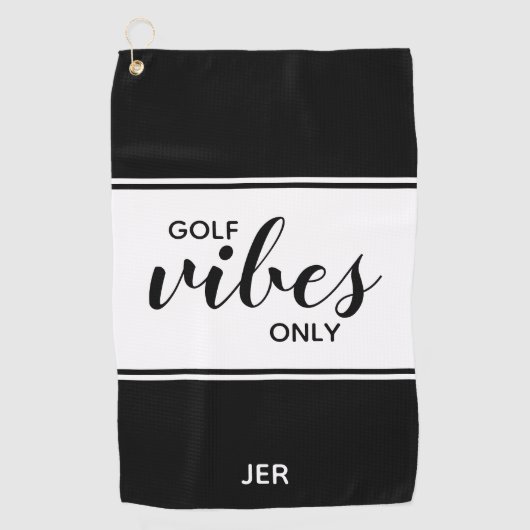 Zwart-witgolfer Quote Golf alleen op maat Golfhanddoek (Voorkant)