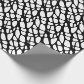 Zwart-witgotisch organisch webpatroon cadeaupapier (Hoek)