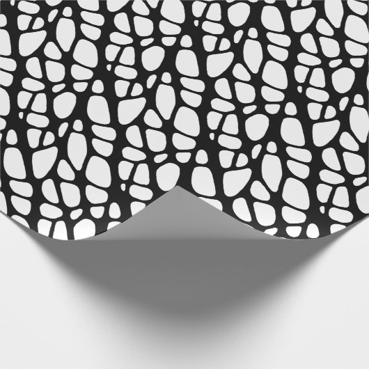 Zwart-witgotisch organisch webpatroon cadeaupapier (Hoek)