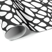 Zwart-witgotisch organisch webpatroon cadeaupapier (Rol Hoek)