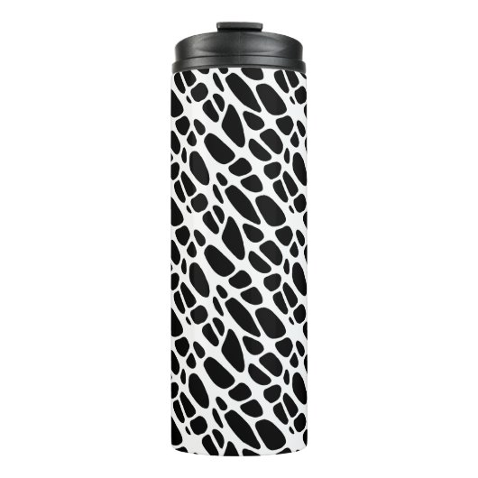 Zwart-witgotisch organisch webpatroon thermosbeker (Voorkant)