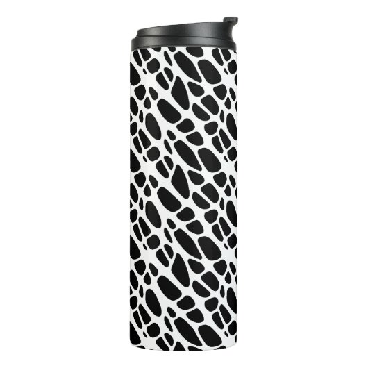 Zwart-witgotisch organisch webpatroon thermosbeker (Gedraaid links)