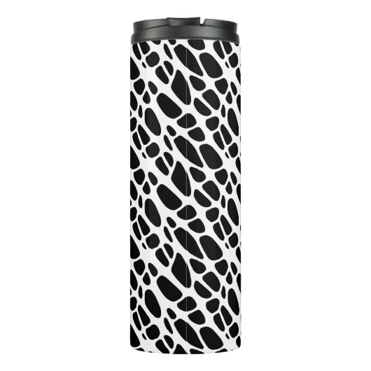 Zwart-witgotisch organisch webpatroon thermosbeker (Achterkant)