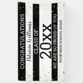 Zwart-witgoud Confetti Congrats Afstudeerder 2020 Spandoek (Verticaal)