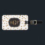 Zwart-witgoud Glitter City-Stippen Monogram Bagagelabel<br><div class="desc">Dit patroon is modern en doorlopend met stippen faux-goudglitter. Oorspronkelijk ontwerp van Hond en Partridge</div>