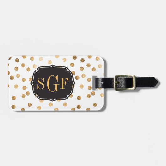 Zwart-witgoud Glitter City Stippen Monogram Bagagelabel (Voorkant horizontaal)