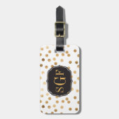 Zwart-witgoud Glitter City Stippen Monogram Bagagelabel (Voorkant verticaal)
