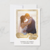 Zwart-witgoud lijst trouwfoto bedankkaart (Voorkant)