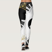 Zwart-witgoud Muzieknoten Leggings (Achterkant)