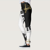 Zwart-witgoud Muzieknoten Leggings (Links)