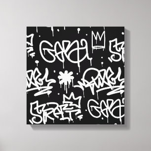 Zwart-witgrijs patroon canvas afdruk