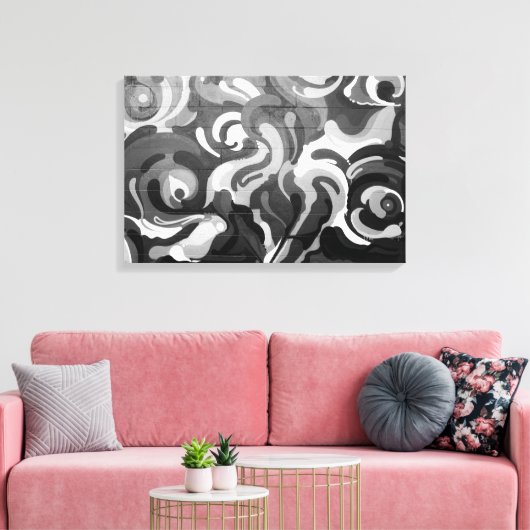 Zwart-witgrijs patroon in San Fran Canvas Afdruk (Insitu (Woonkamer))