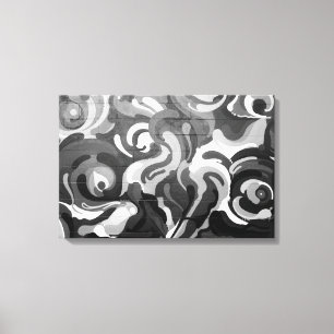 Zwart-witgrijs patroon in San Fran Canvas Afdruk