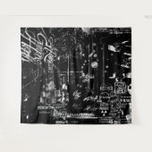 Zwart-witgrijs Wandkleed (Voorkant (horizontaal))