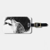 Zwart-witgrijs Wolf-schets Bagagelabel (Voorkant horizontaal)