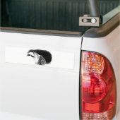 Zwart-witgrijs Wolf-schets Bumpersticker (Op Truck)