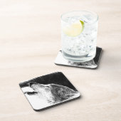 Zwart-witgrijs Wolf-schets Drankjes Onderzetter (Rechterzijde)