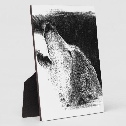 Zwart-witgrijs Wolf-schets Fotoplaat (Zijkant)