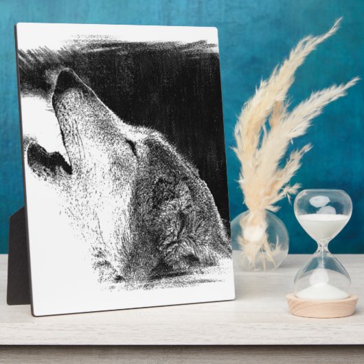 Zwart-witgrijs Wolf-schets Fotoplaat (Zijkant)