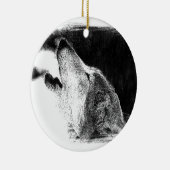 Zwart-witgrijs Wolf-schets Keramisch Ornament (Rechts)