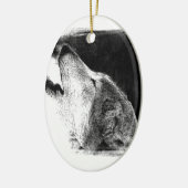 Zwart-witgrijs Wolf-schets Keramisch Ornament (Links)