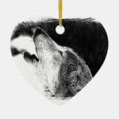 Zwart-witgrijs Wolf-schets Keramisch Ornament (Voorkant)