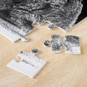 Zwart-witgrijs Wolf-schets Legpuzzel (Zijkant)