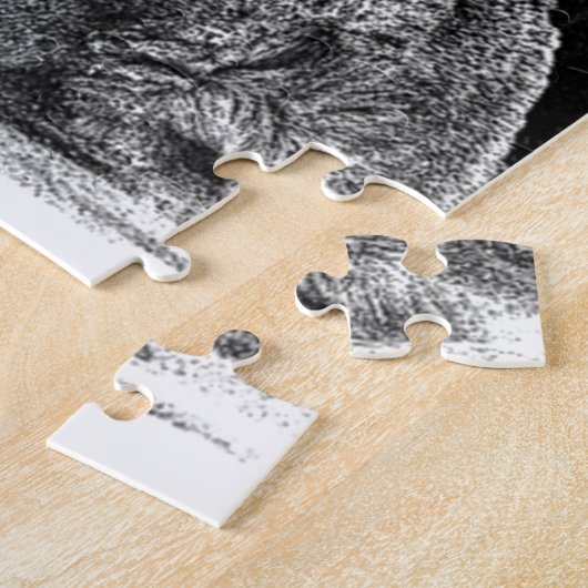 Zwart-witgrijs Wolf-schets Legpuzzel (Zijkant)