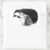 Zwart-witgrijs Wolf-schets Rechthoekige Sticker (Tas)