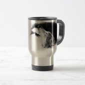Zwart-witgrijs Wolf-schets Reisbeker (Voorkant rechts)