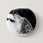 Zwart-witgrijs Wolf-schets Ronde Button 5,7 Cm (Voorkant)