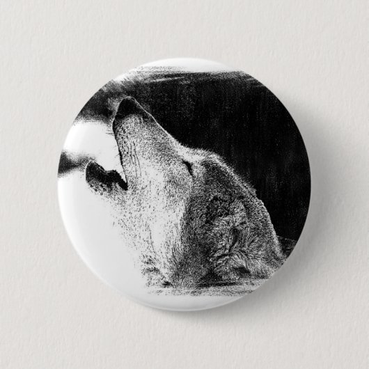 Zwart-witgrijs Wolf-schets Ronde Button 5,7 Cm (Voorkant)