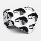 Zwart-witgrijs Wolf-schets Stropdas (Opgerold)