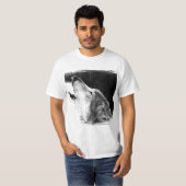 Zwart-witgrijs Wolf-schets T-shirt (Voorkant volledig)