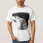 Zwart-witgrijs Wolf-schets T-shirt (Voorkant)