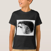 Zwart-witgrijs Wolf-schets T-shirt (Voorkant)