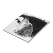 Zwart-witgrijs Wolf-schets Tegeltje (Zijkant)