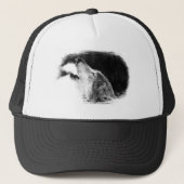 Zwart-witgrijs Wolf-schets Trucker Pet (Voorkant)