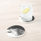 Zwart-witgrijs Wolf-schets Zandsteen Onderzetter (Zijkant)