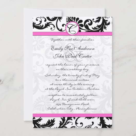 Zwart-witgrijze riemen warmroze sierstrip kaart (Voorkant)