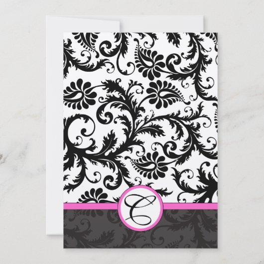 Zwart-witgrijze riemen warmroze sierstrip kaart (Achterkant)