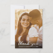 Zwart-withandgeschreven bruiloft foto bedankkaart (Voorkant)