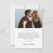 Zwart-withandgeschreven bruiloft foto bedankkaart (Achterkant)