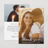 Zwart-withandgeschreven bruiloft foto bedankkaart (Voorkant / Achterkant)