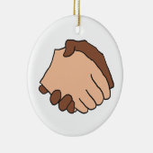 Zwart-withandshake tegen racisme keramisch ornament (Rechts)