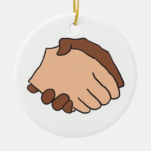Zwart-withandshake tegen racisme keramisch ornament (Voorkant)