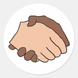 Zwart-withandshake tegen racisme ronde sticker