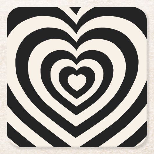 Zwart-witharten Kartonnen Onderzetters (Voorkant)