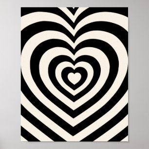 Zwart-witharten Poster