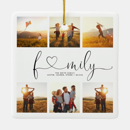 Zwart-withartscript 6 Fotoserie Collage Keramisch Ornament (Achterkant)